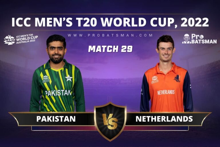 PAK vs NED Dream11 Prediction With Stats, Pitch Report & Player Record of ICC T20 World Cup, 2022 For Match 29 – ProBatsman