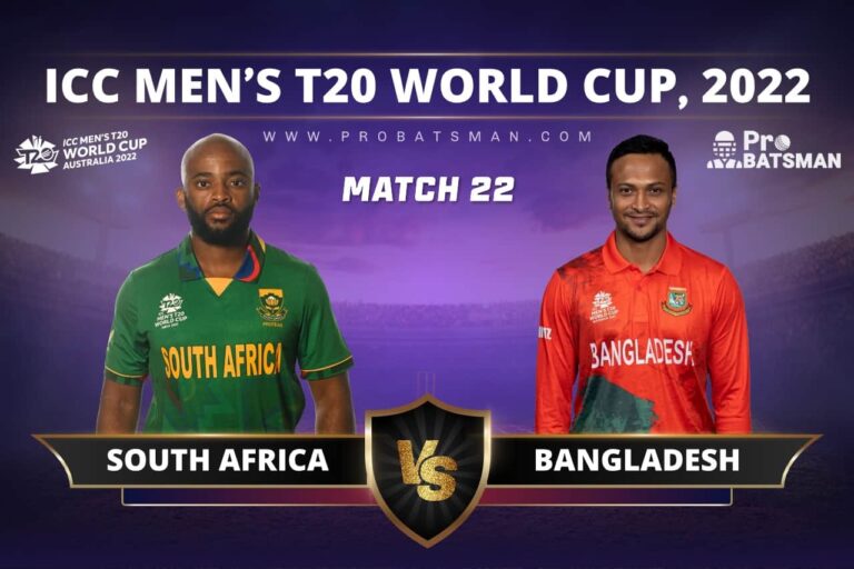 SA vs BAN Dream11 Prediction With Stats, Pitch Report & Player Record of ICC T20 World Cup, 2022 For Match 22 – ProBatsman