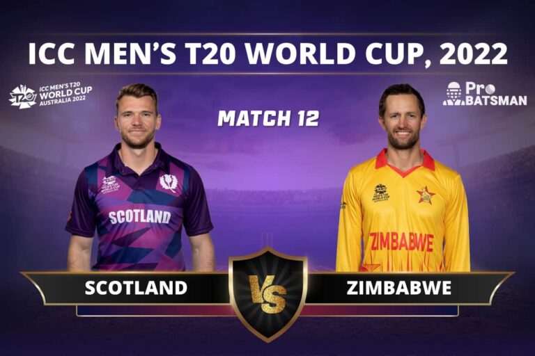 SCO vs ZIM Dream11 Prediction With Stats, Pitch Report & Player Record of ICC T20 World Cup, 2022 For Match 12 – ProBatsman