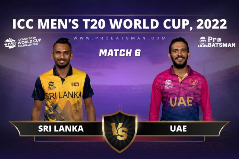 SL vs UAE Dream11 Prediction With Stats, Pitch Report & Player Record of ICC T20 World Cup, 2022 For Match 6 – ProBatsman
