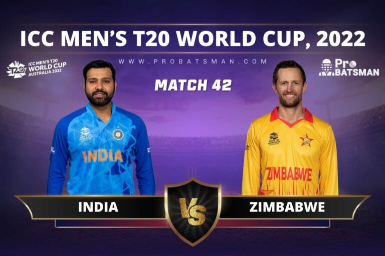 IND vs ZIM Dream11 Prediction With Stats, Pitch Report & Player Record of ICC T20 World Cup, 2022 For Match 42 – ProBatsman