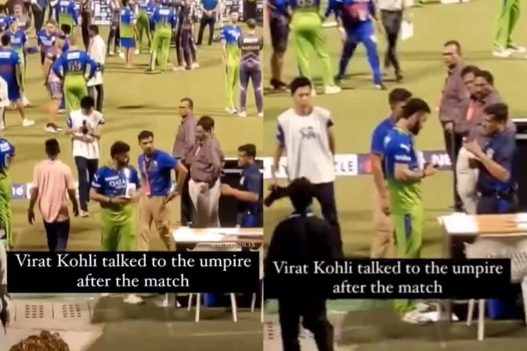 IPL 2024: [Watch] Umpire Approaches Virat Kohli After Match to Explain Rules Regarding No-Ball • ProBatsman