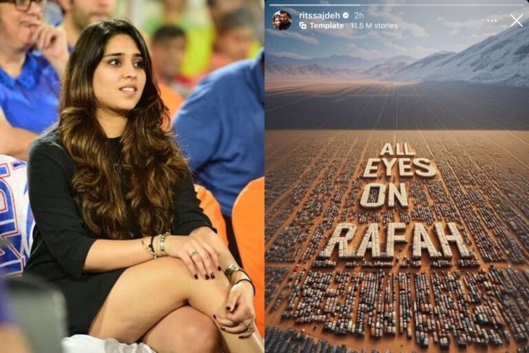 Ritika Sajdeh Deletes Her Instagram Post in Support of Palestinians After Severe Backlash on Social Media • ProBatsman