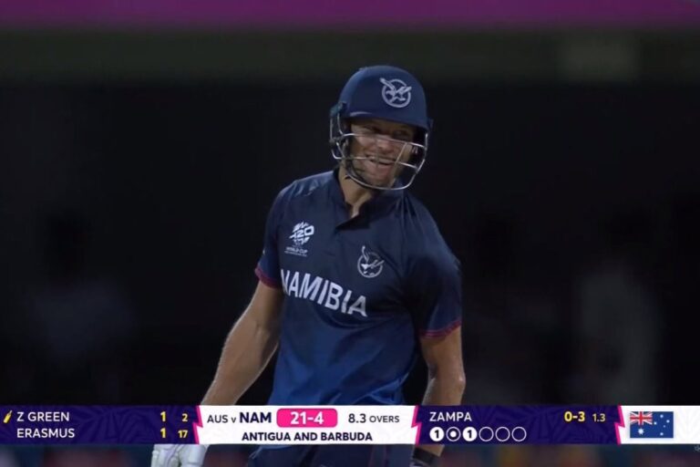 Namibia Captain Gerhard Erasmus Breaks Record for Most Balls Taken by a Batter to Score 1st Run in T20I • ProBatsman