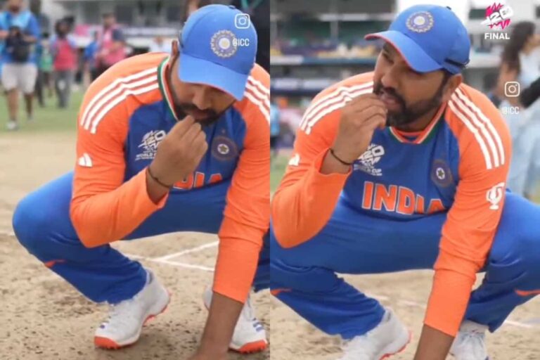 [Watch] Emotional Rohit Sharma Tastes Barbados Soil After India’s 2024 T20 World Cup Win  • ProBatsman