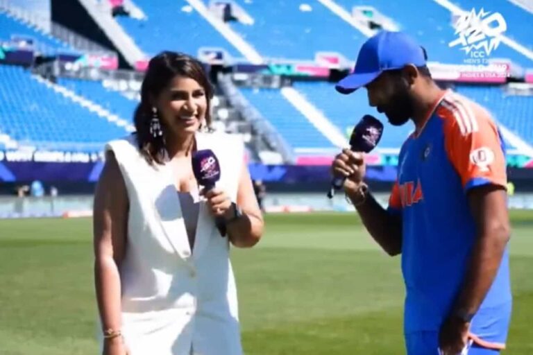 ‘What’s for dinner?’ – Sanjana Ganesan Inner Wife Comes Out While Interviewing Husband Jasprit Bumrah After IND vs PAK Clash • ProBatsman