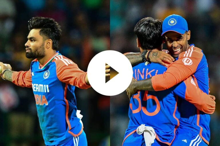 [Watch] Rinku Singh Becomes Bowling Hero for India, Takes Two Wickets in His First T20I Over • ProBatsman