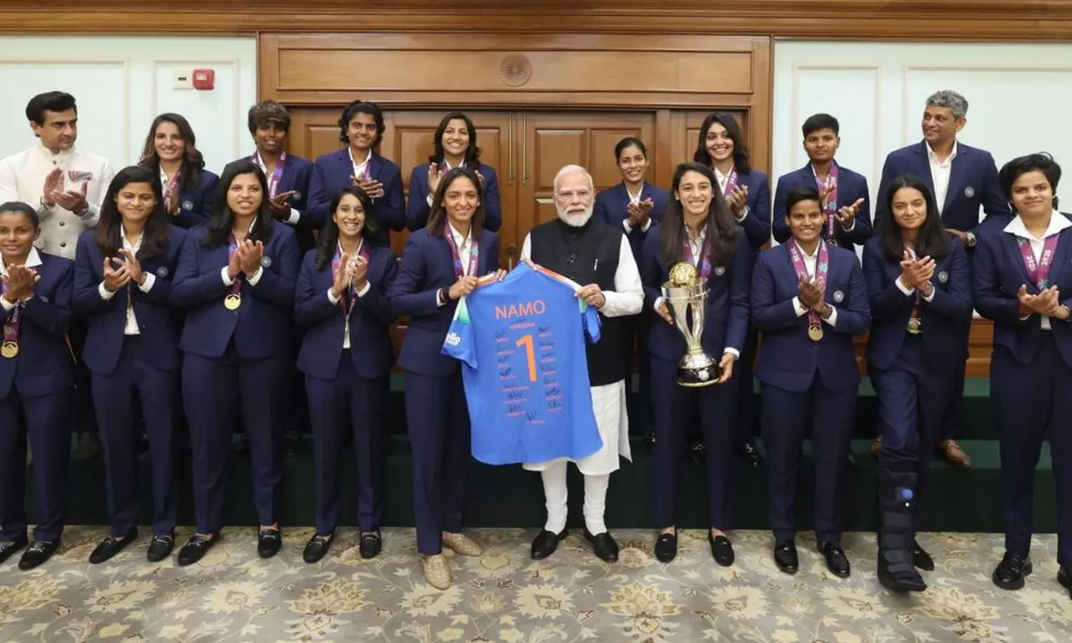 Indian women’s cricket team presents signed jersey to PM Modi
